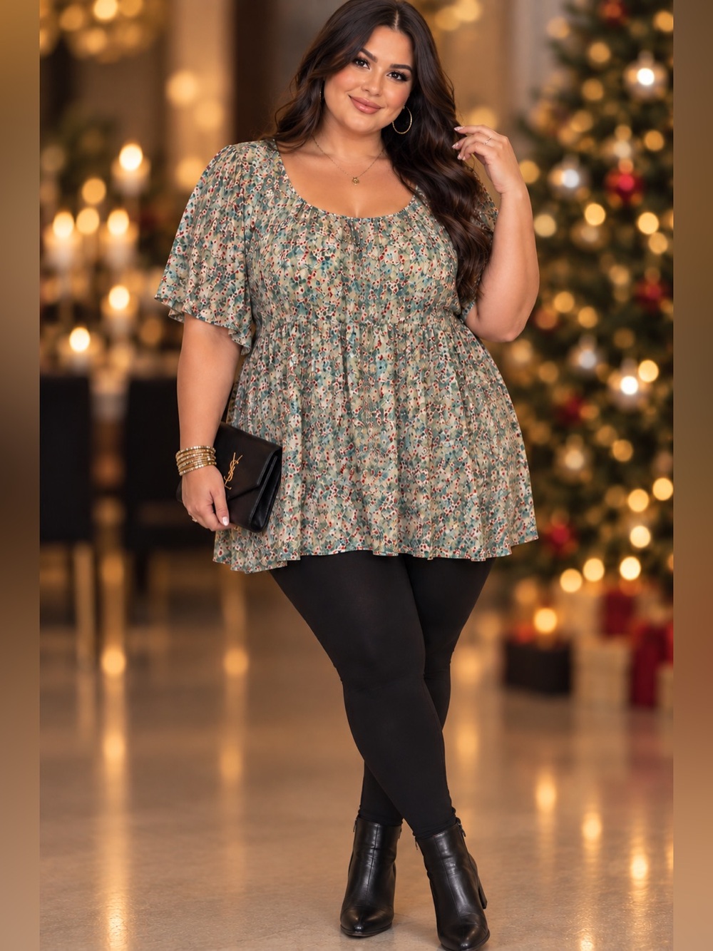 Cozy co. Beautiful tunic babydoll floral w/ Tie-Back 3x